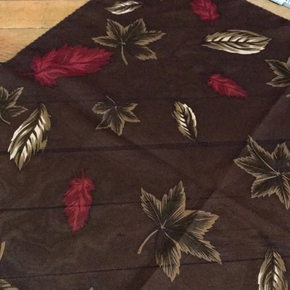 Autumn Leaf Print Brown‎ Silk Scarf